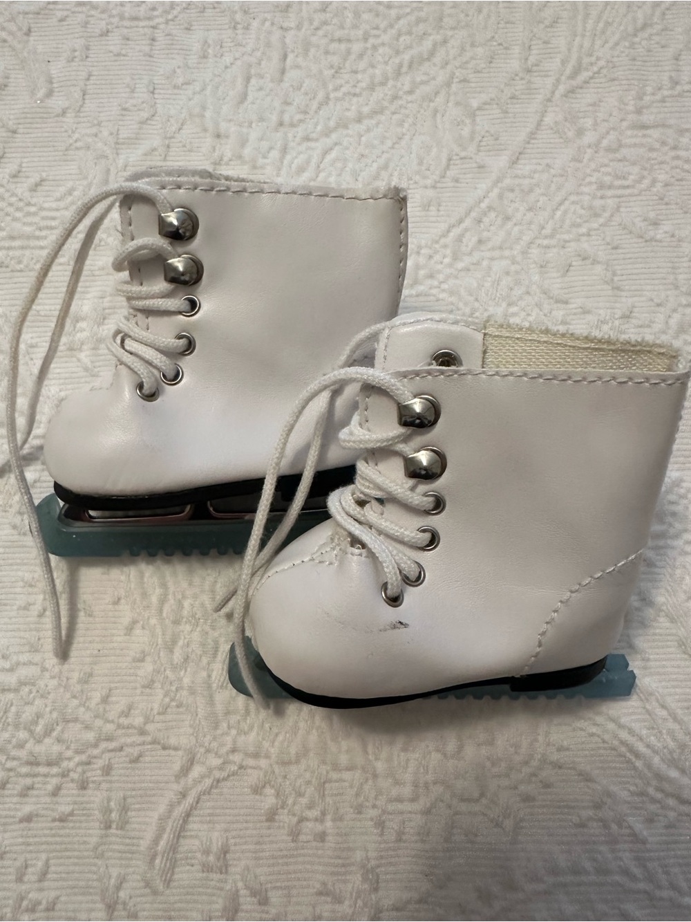 American Girl Doll White Lace-Up Ice Skate Boots
